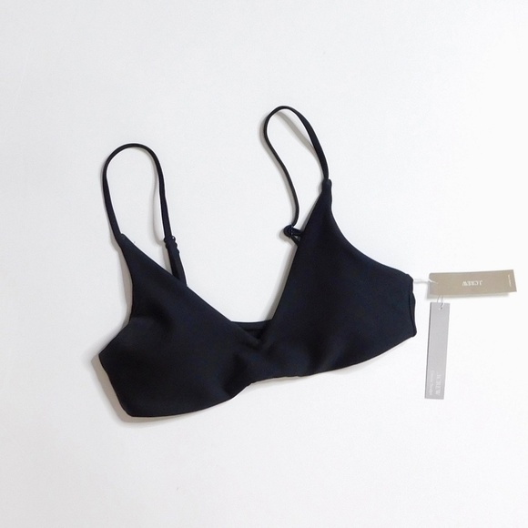 NWT!! J. CREW Lana Bikini Top Classic Sculpt Solid Black V Neckline Swim Small - Picture 3 of 15